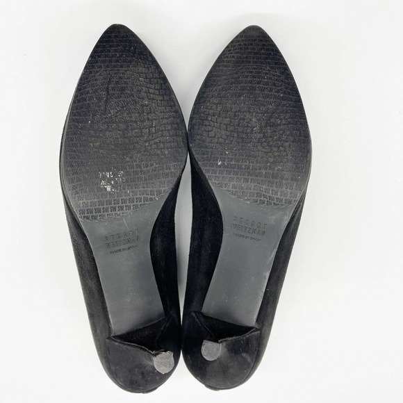 Stuart Weitzman Great Neck Heels Pump Booties Sz 9 Black Suede Pointed Toe - Picture 7 of 9
